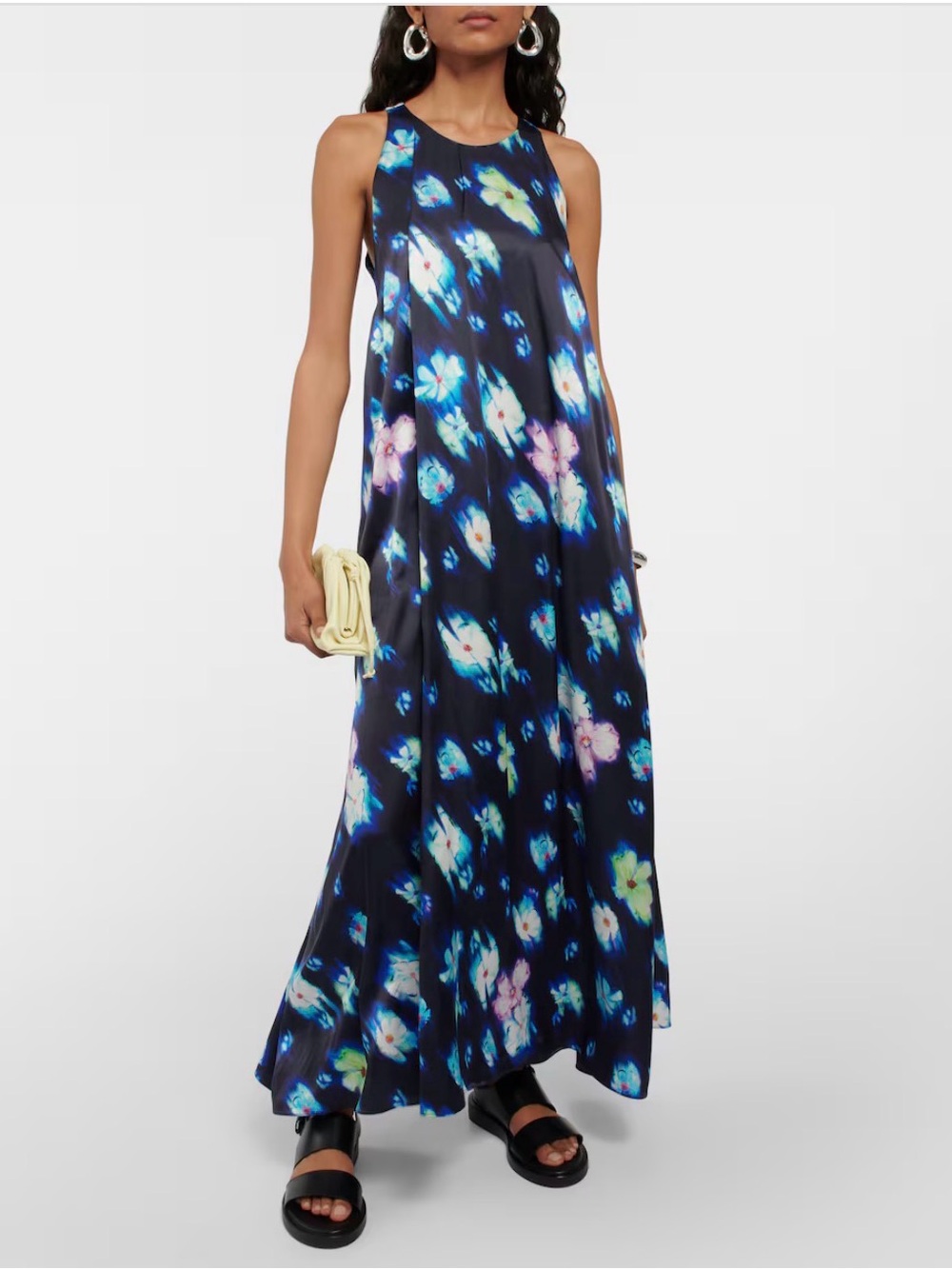 Sleeveless Navy Floral Maxi Dress - Flowing Summer Style